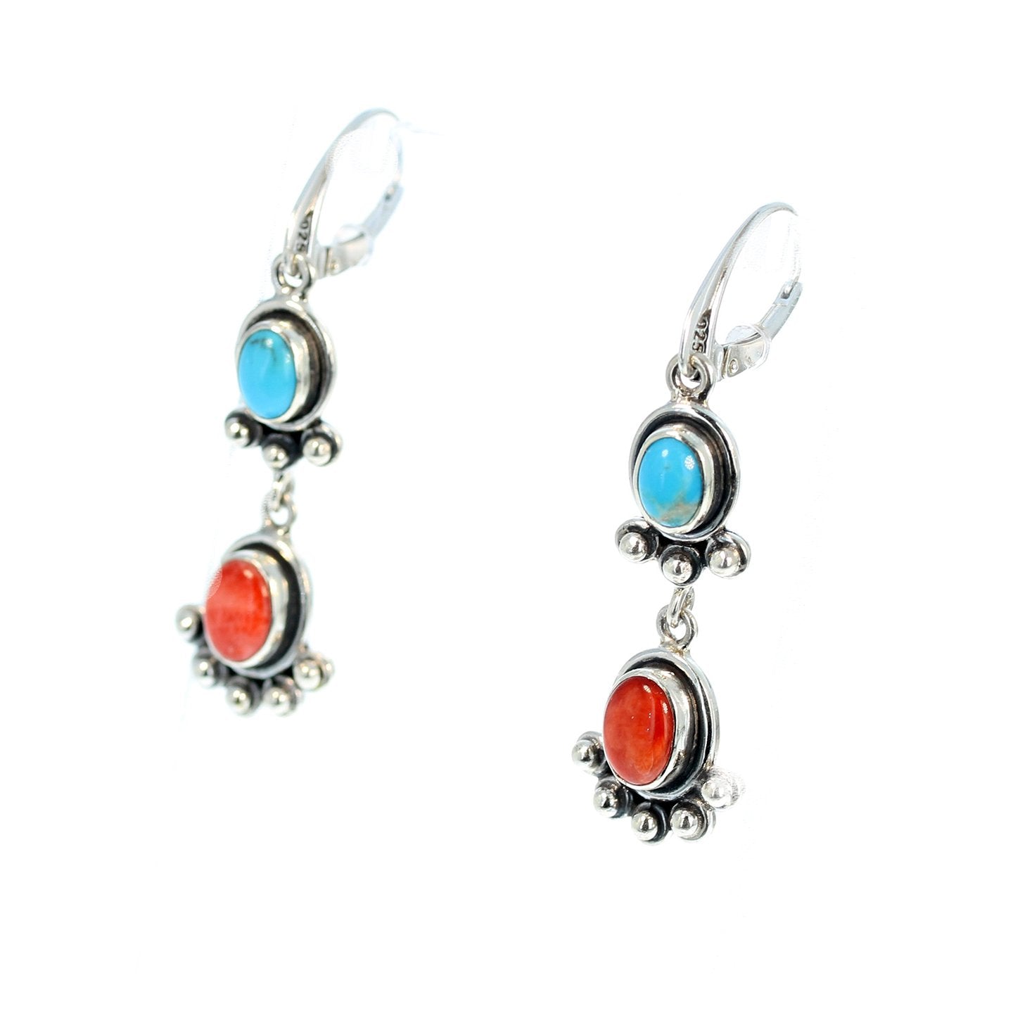 Spiny Oyster And Turquoise Earrings Frida Kahlo Inspired -NewWorldGems