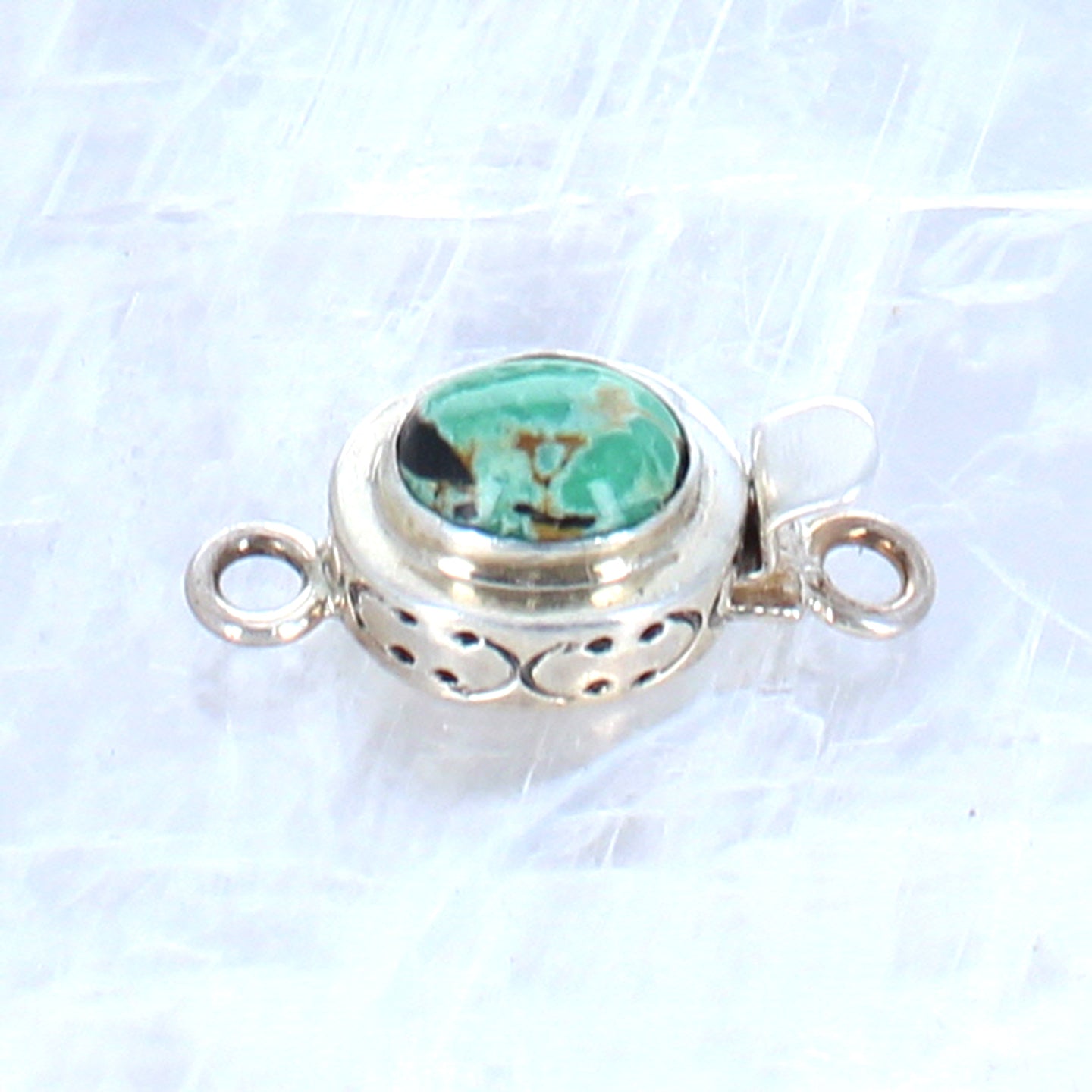 Lime Green Carico Lake Turquoise Sterling Clasp 8X10mm Etched -NewWorldGems