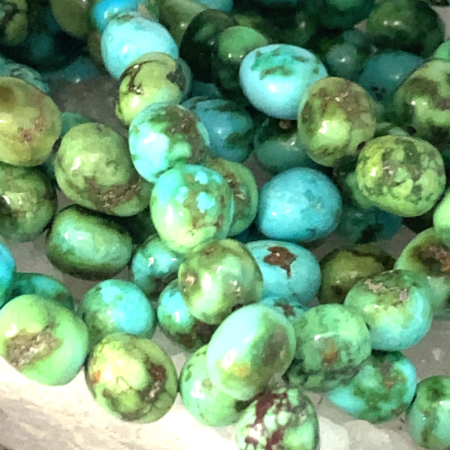 AAA Sonoran Gold Turquoise Beads Lime Green Blue Semi Round 8.5mm -NewWorldGems