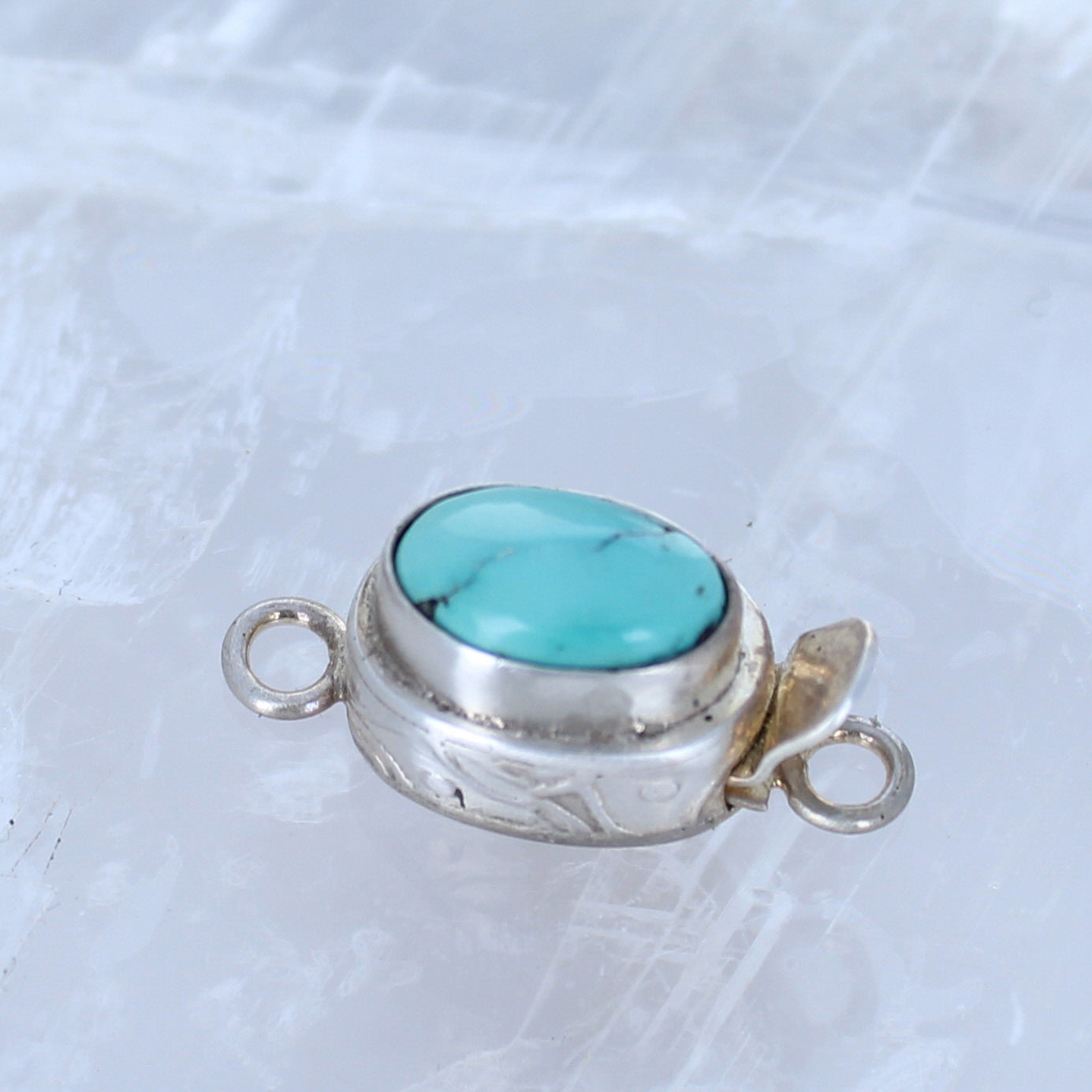 Vintage Godber Turquoise Clasp Sterling Silver -NewWorldGems