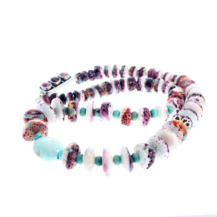 PURPLE SPINY Oyster Nevada Turquoise Necklace 22" -NewWorldGems