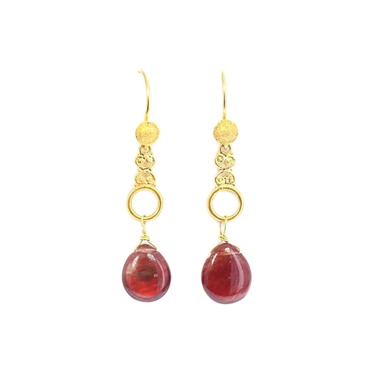 AAA Andesine 18K Gold Earrings Teardrops -NewWorldGems