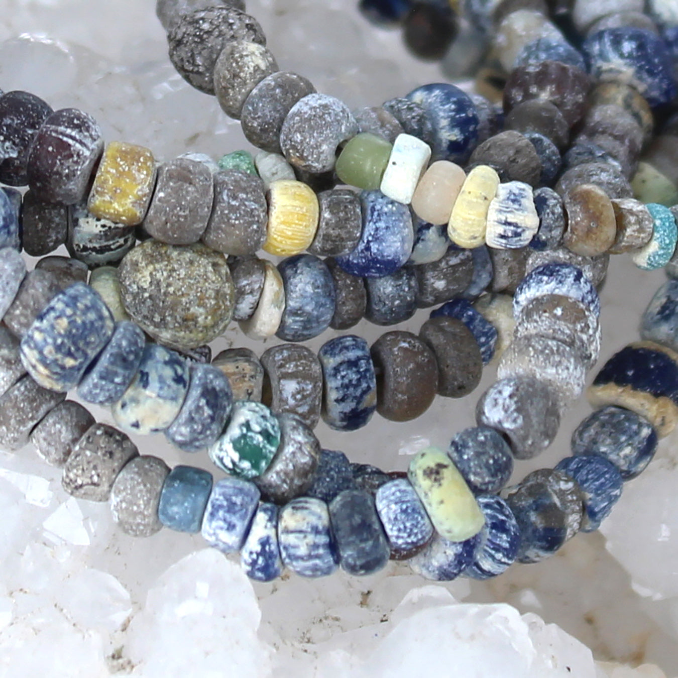 ANCIENT MALI Dig BEADS Strand 24" Navy Blue Yellow 4-6mm -NewWorldGems