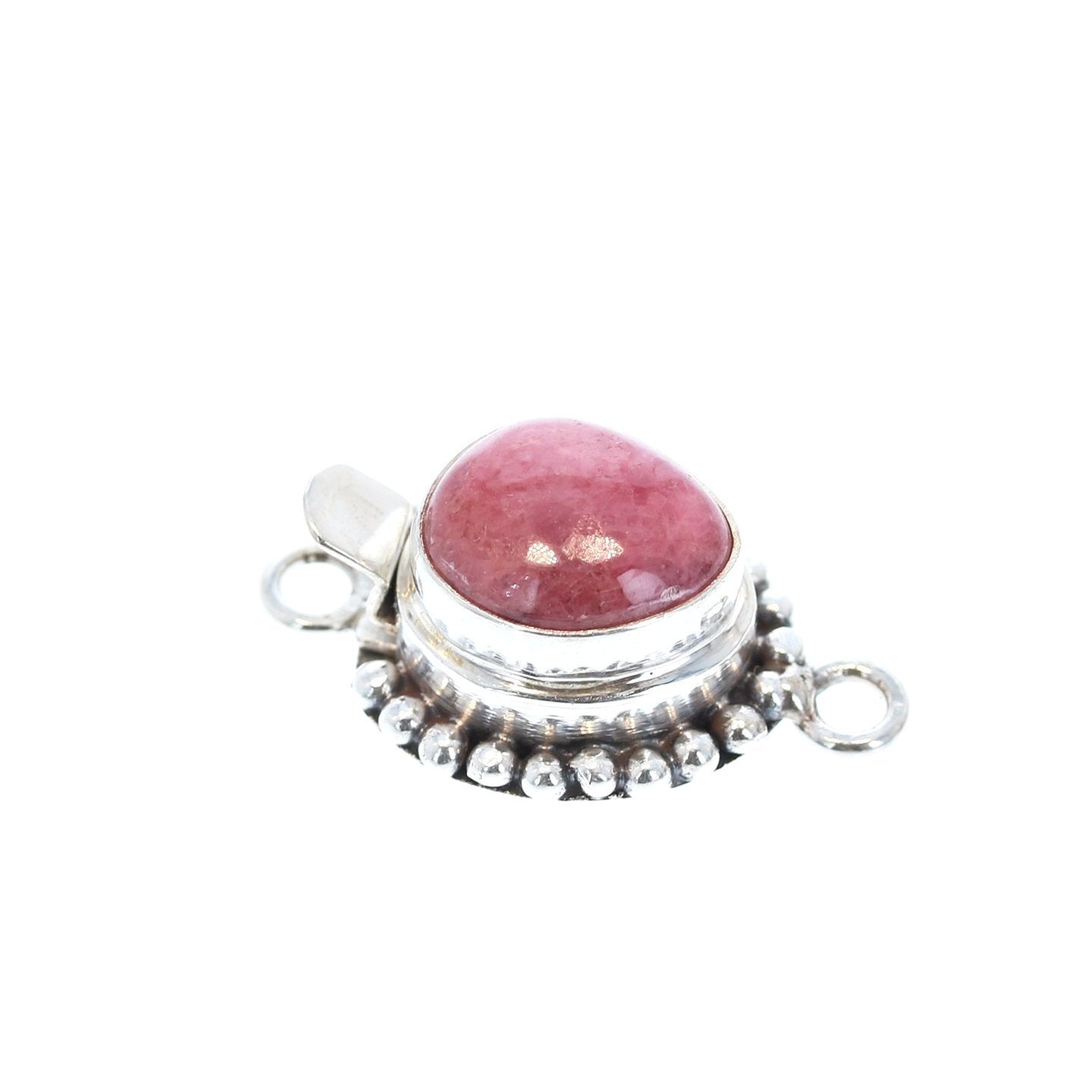 Rhodonite Clasp Free Form 13-16Mm Sterling Silver -NewWorldGems