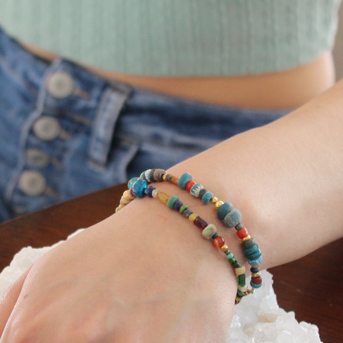 ANCIENT MALI Dig Beads Bracelet 18K Gold -NewWorldGems