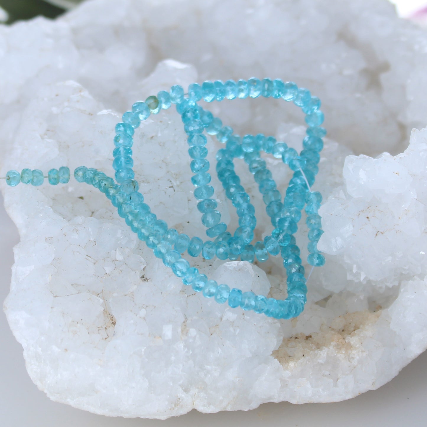 Apatite Beads Faceted Rondelle 4-6mm Light Blue 15" -NewWorldGems