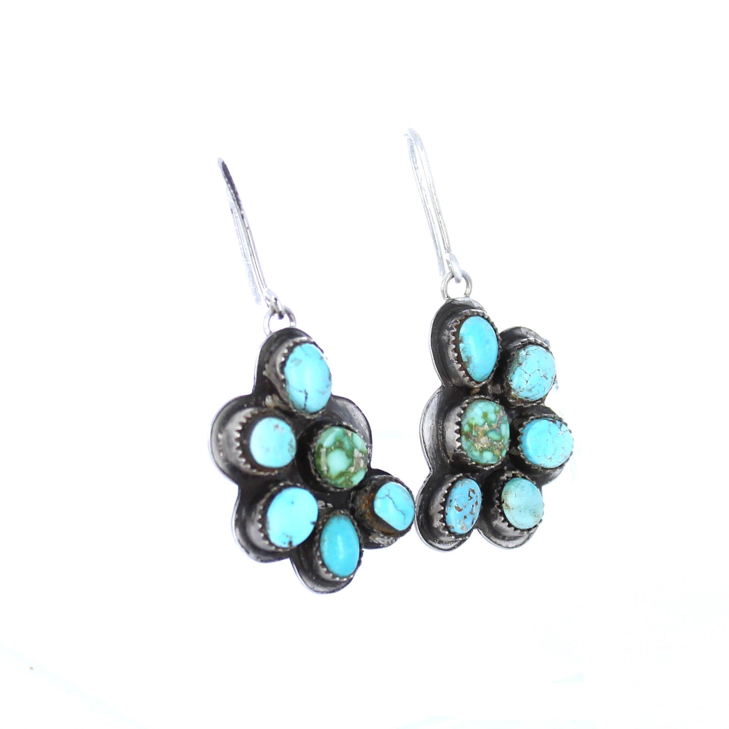 Dry Creek Turquoise Earrings Sterling 6-Stone Charmers -NewWorldGems