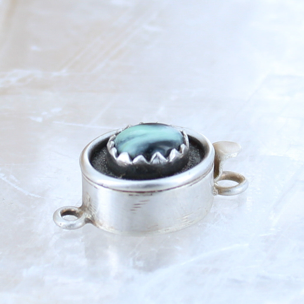 New Lander Turquoise Clasp Sterling Southwest 8X10mm -NewWorldGems