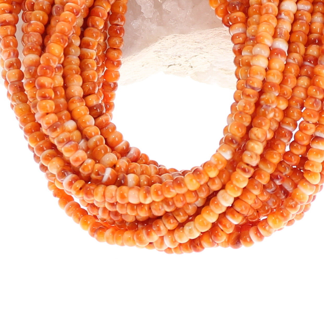 VIVID ORANGE Spiny Oyster Beads Rondelles 4mm 16" -NewWorldGems