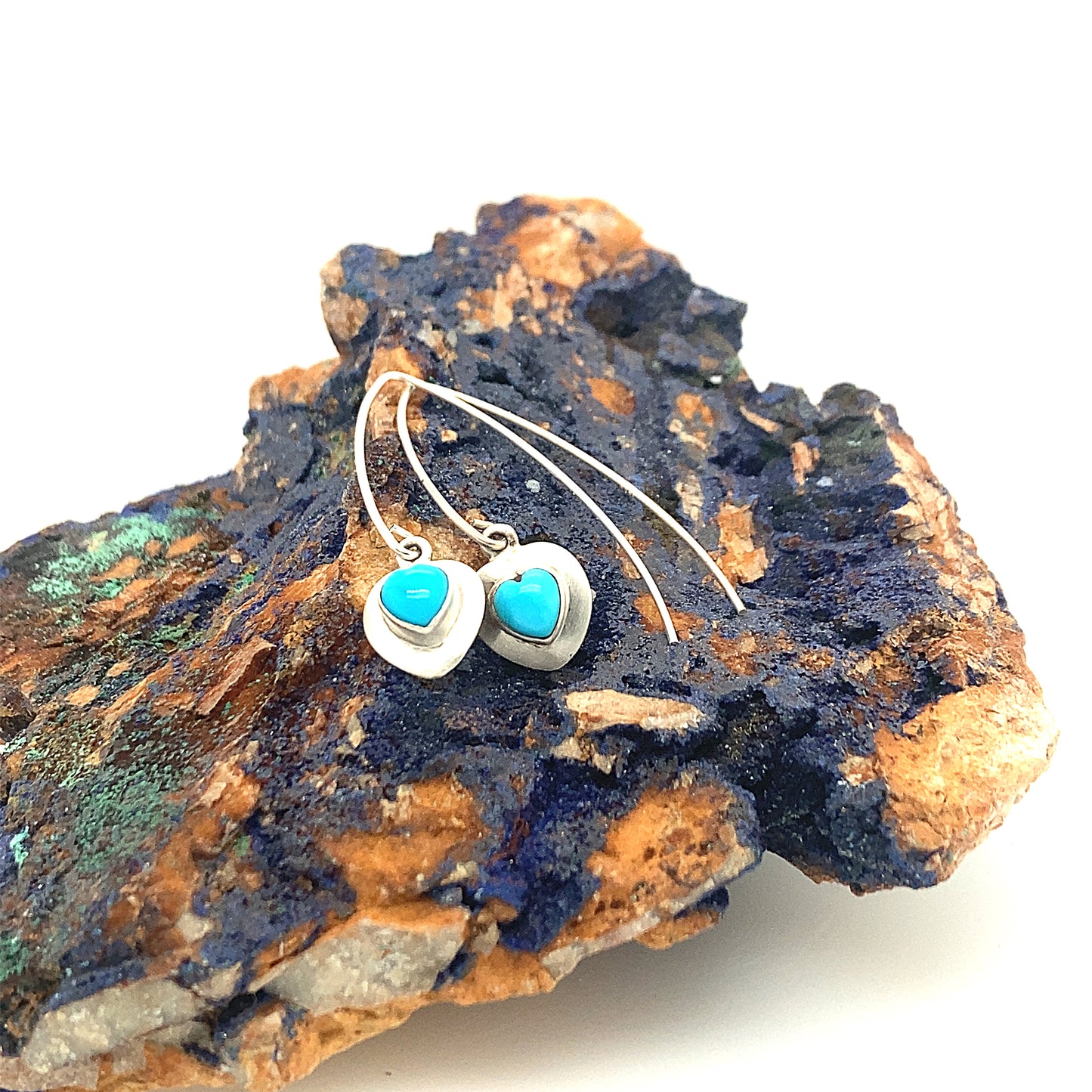 TURQUOISE SLEEPING BEAUTY Hearts Earrings Sky Blue -NewWorldGems