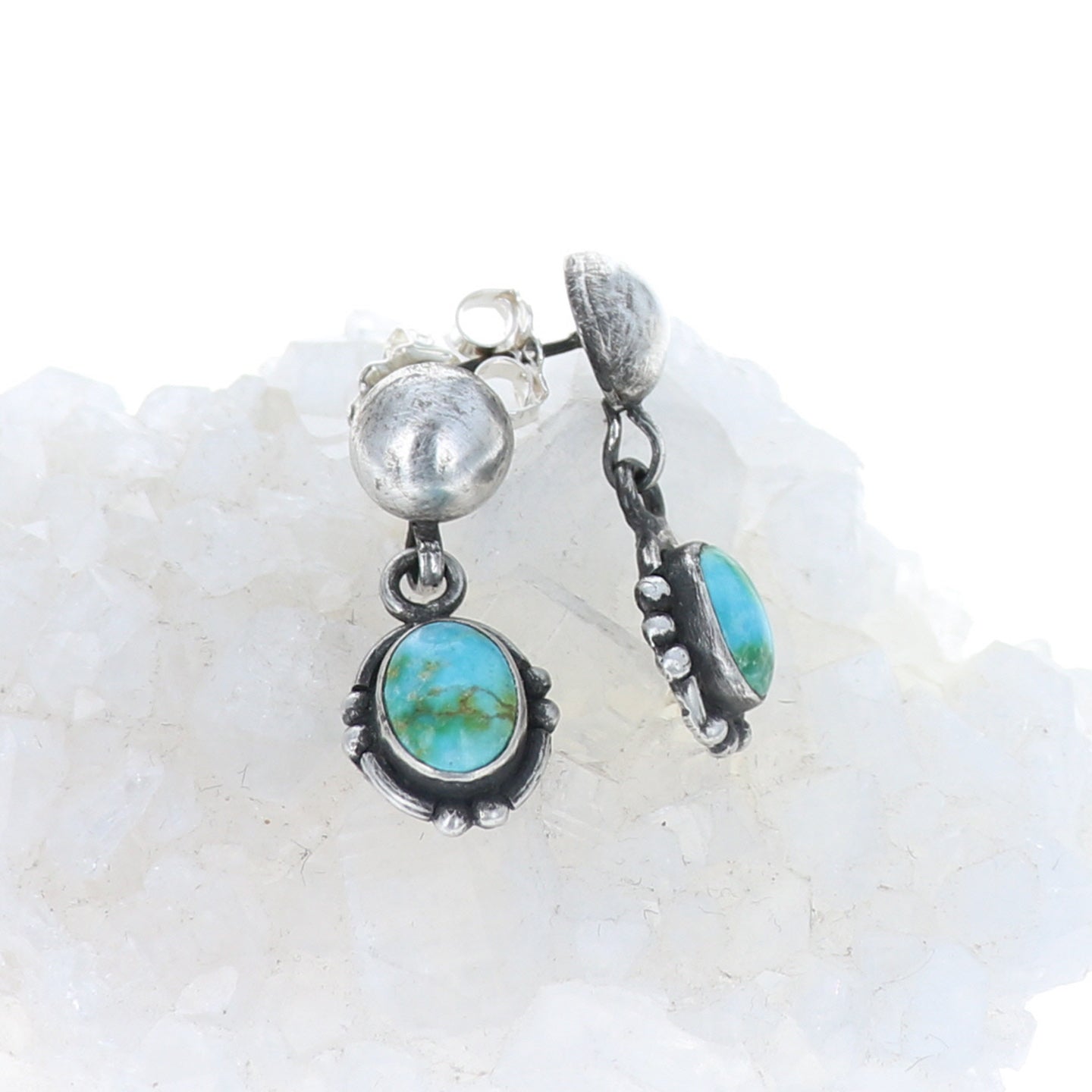Sonoran Gold Turquoise Earrings Green Or Blue Sterling -NewWorldGems