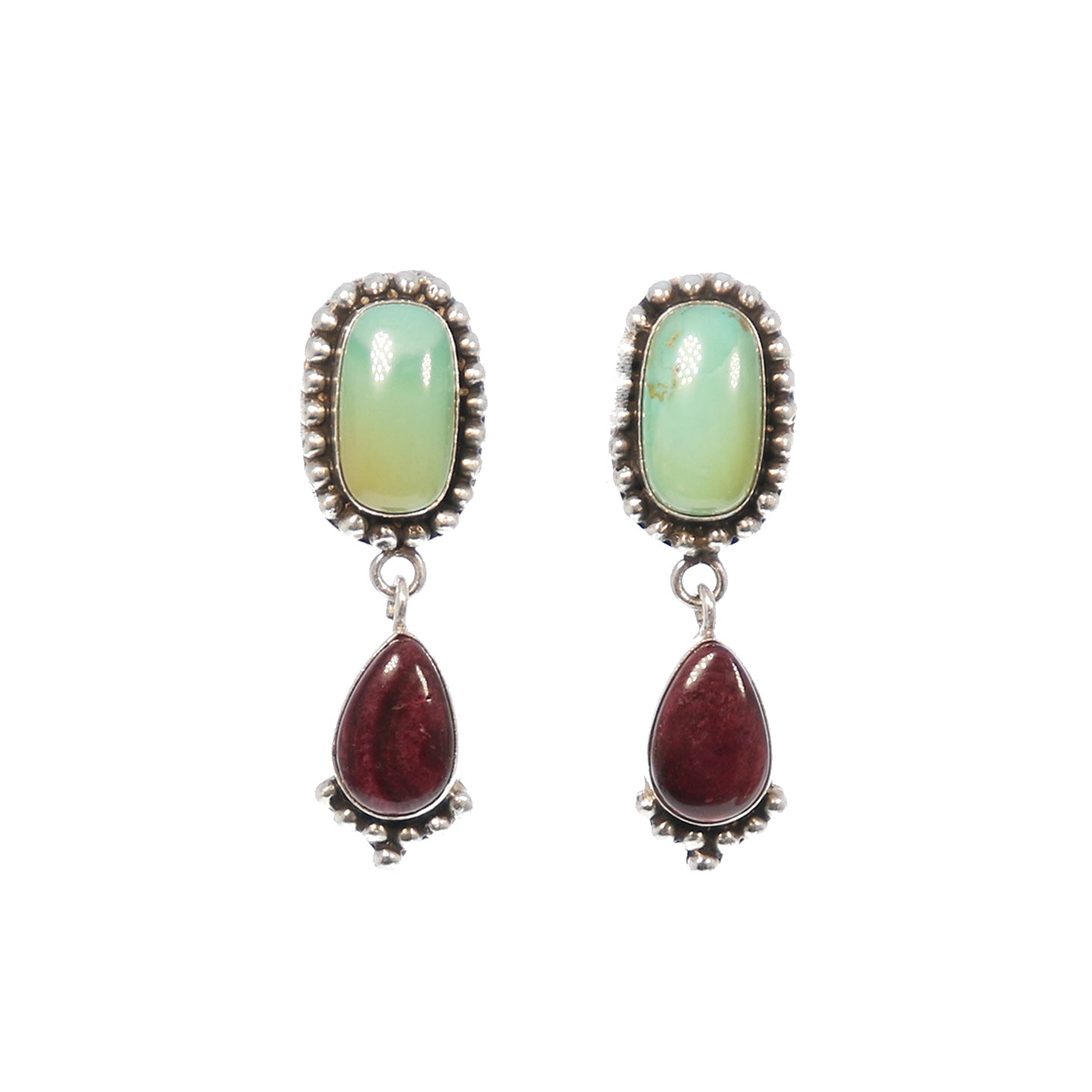 CARICO LAKE Turquoise and Purple Spiny Earrings Sterling 2 Stone Choose Color -NewWorldGems