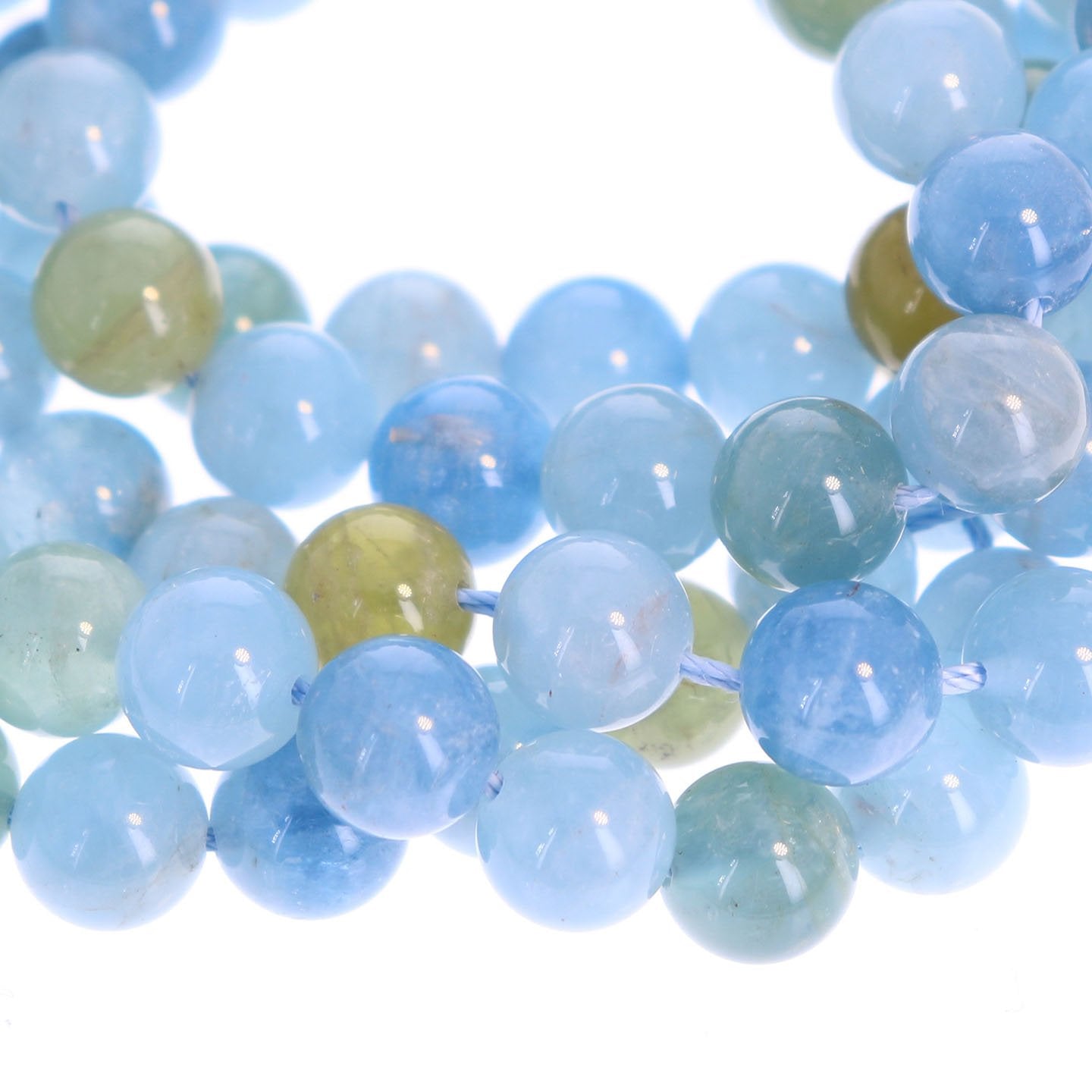 Aquamarine Beads Round Multi Color 10mm -NewWorldGems