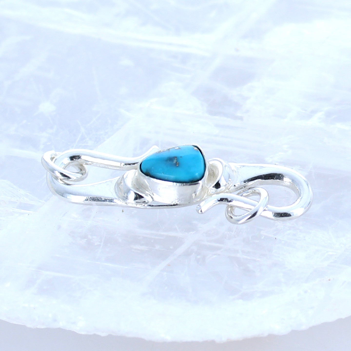 Vintage Kingman Clasp S Shaped Sterling Silver 7mm Stone -NewWorldGems