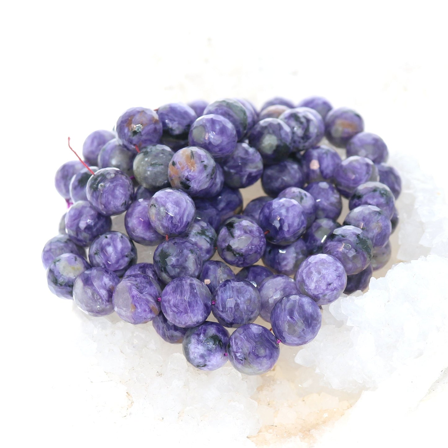 Charoite Beads Faceted 14Mm Round 16" -NewWorldGems
