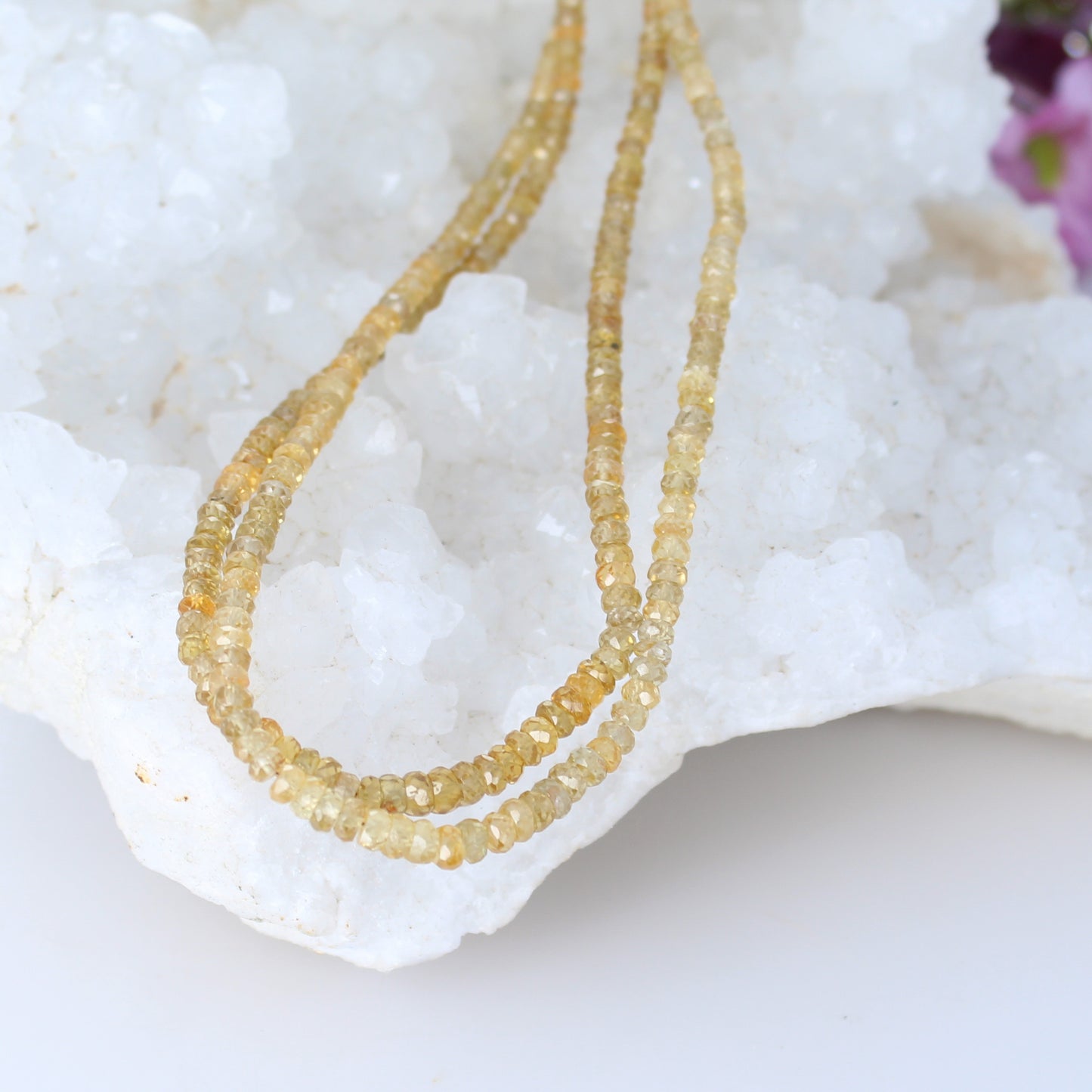 Sapphire Beads Faceted Rondelles Champagne Orange 3-4.3mm -NewWorldGems