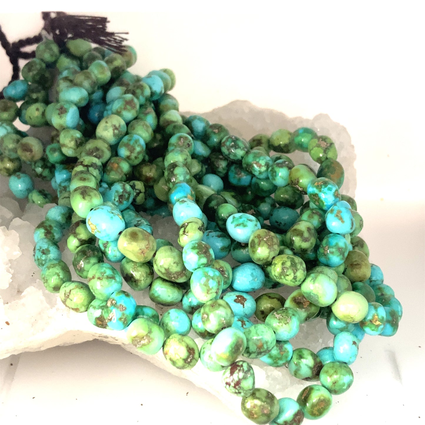AAA Sonoran Gold Turquoise Beads Lime Green Blue Semi Round 8.5mm -NewWorldGems