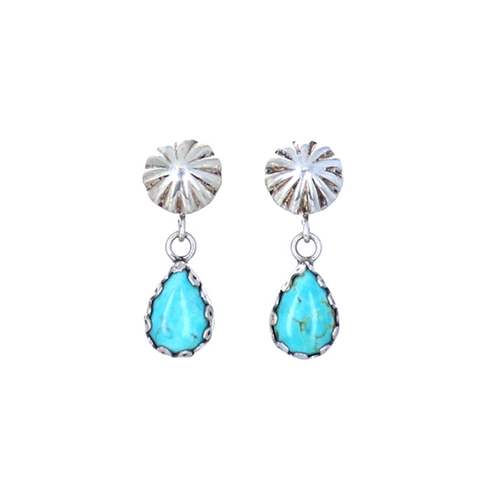 TURQUOISE Earrings #8 Mine Sterling Teardrops Nevada Southwest -NewWorldGems