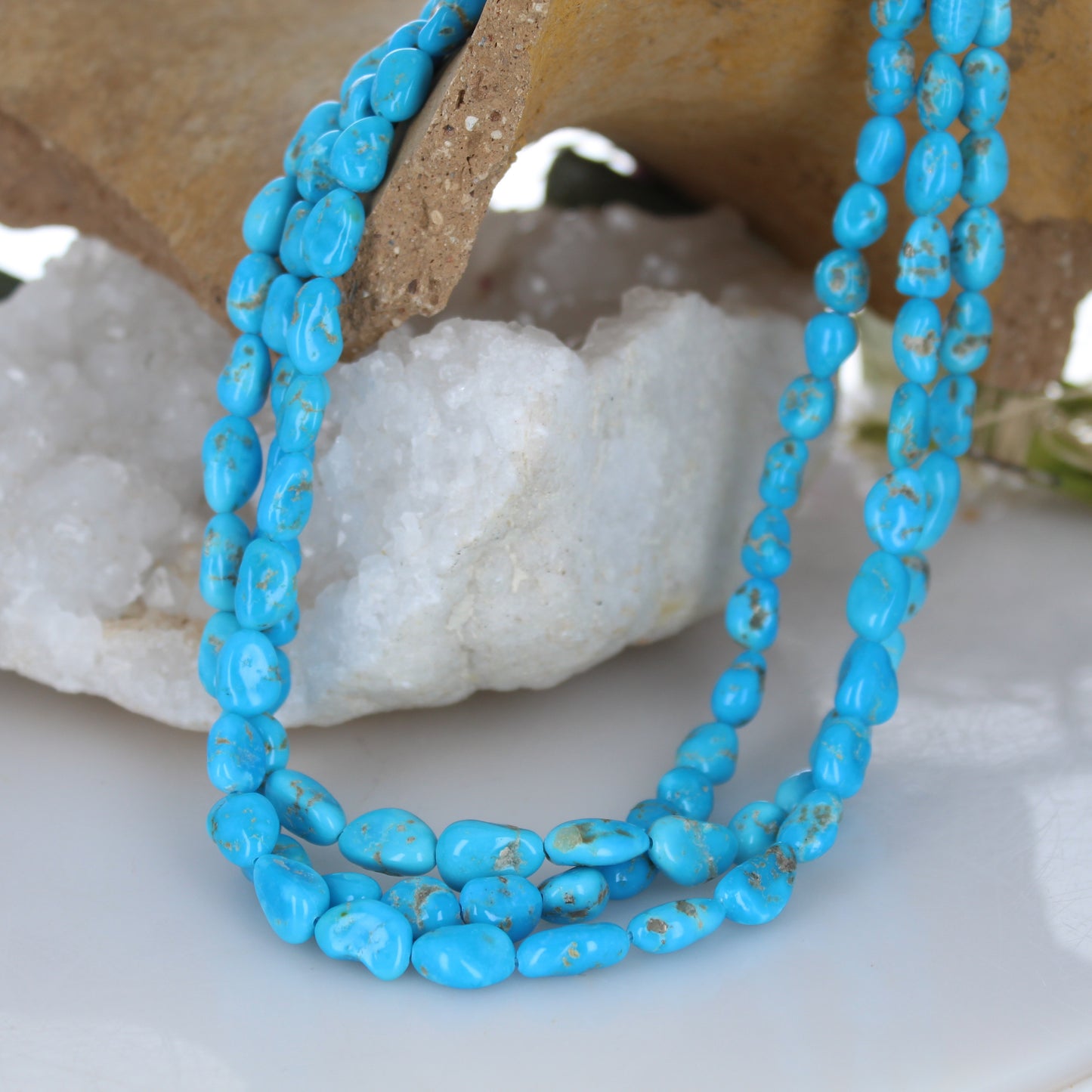 Castle Dome Turquoise Beads Bright Blue 9-13mm -NewWorldGems