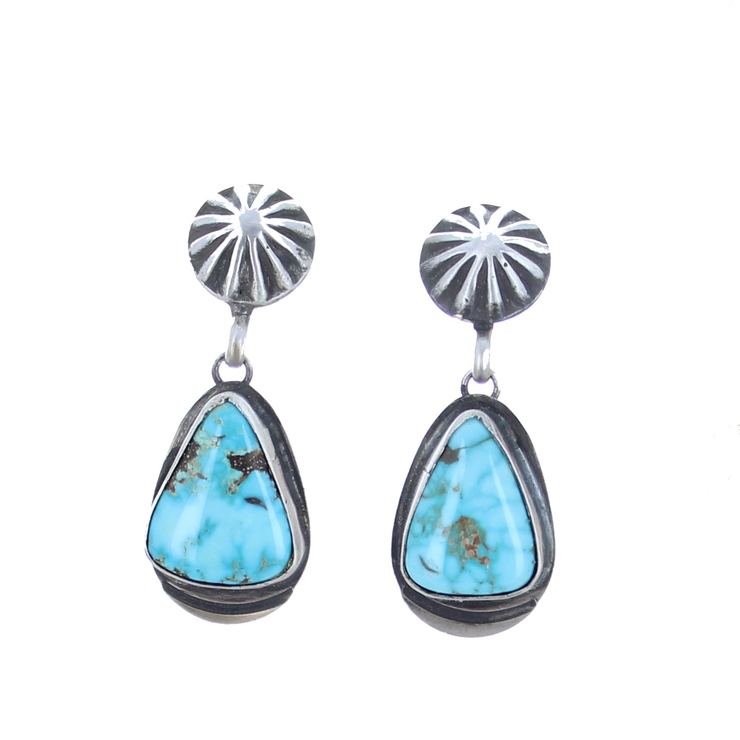 DRY CREEK Turquoise Earrings Sterling Large Teardrops Southwest -NewWorldGems