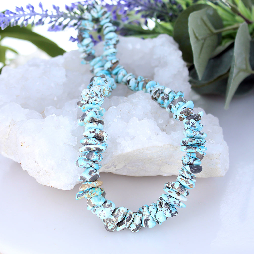 LONE MOUNTAIN Turquoise Beads 7-20mm Flat Nugget Shape 16" -NewWorldGems
