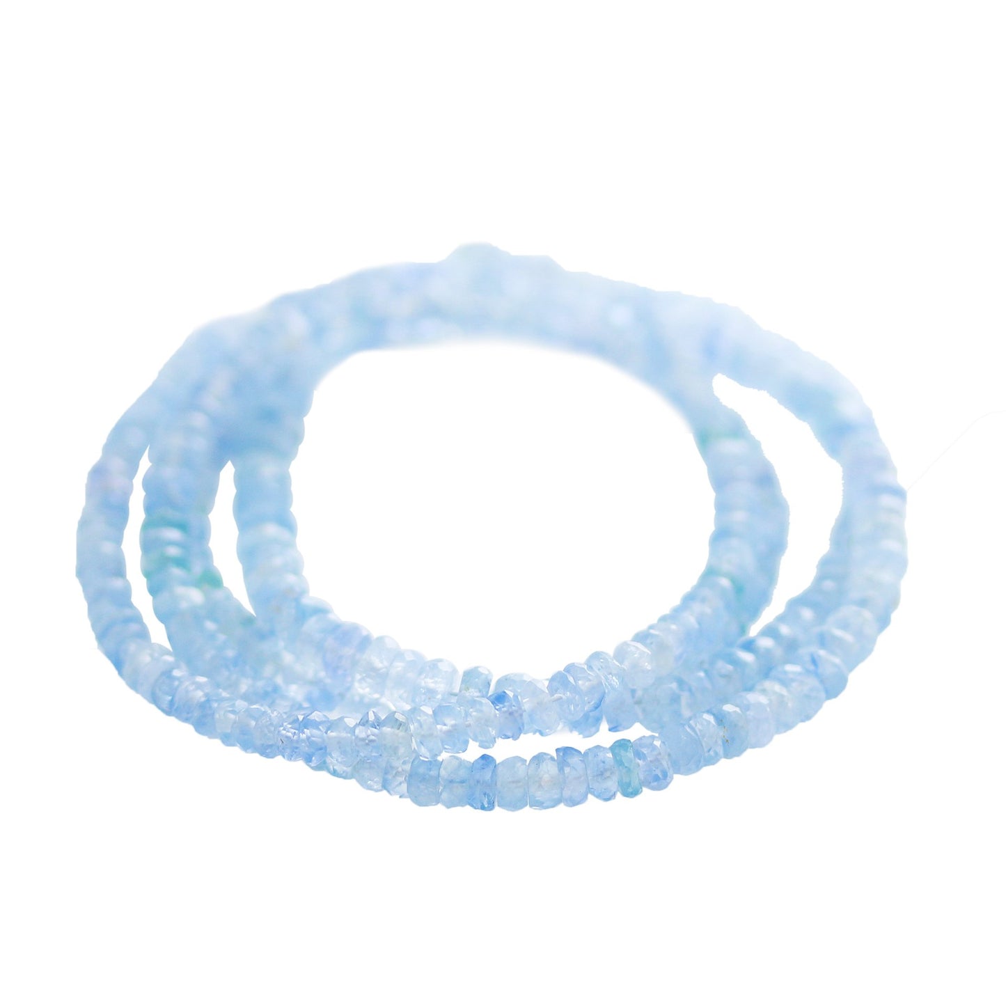 Sapphire Faceted Disc Rondelle Beads Ice Blue 3-5Mm 18", -NewWorldGems