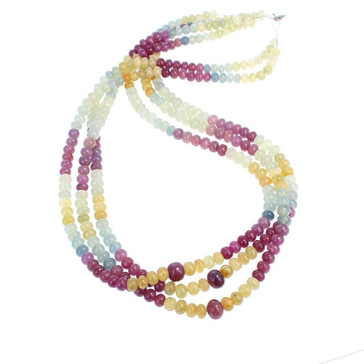 Multi Color Sapphire Beads 5-7Mm Rondelles 18" -NewWorldGems