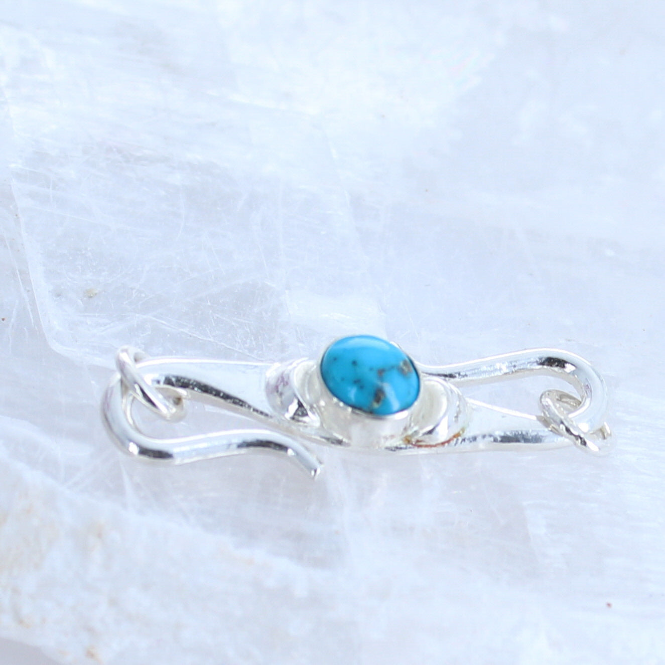 Kingman Turquoise Clasp S Shaped Sterling Moons Mixed Shape -NewWorldGems