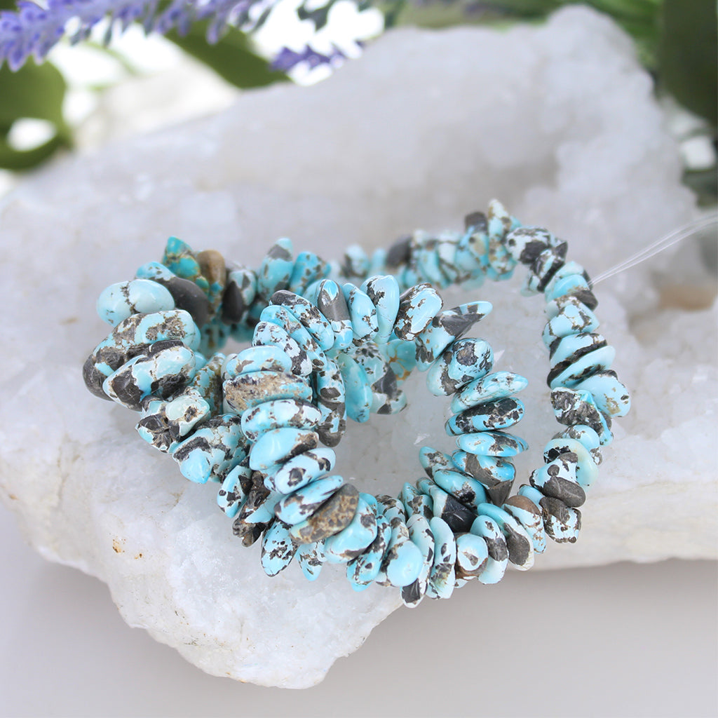 LONE MOUNTAIN Turquoise Beads 7-20mm Flat Nugget Shape 16" -NewWorldGems