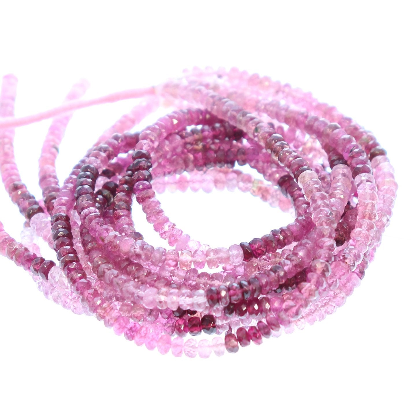 Magenta Tourmaline Faceted Beads 4Mm Rondelles Shaded Colors -NewWorldGems