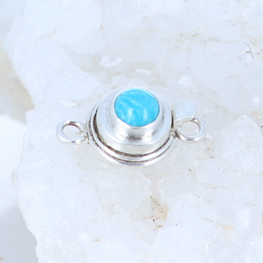 Blue Bird Orvil Jack Turquoise Clasp Round Sterling 6mm -NewWorldGems