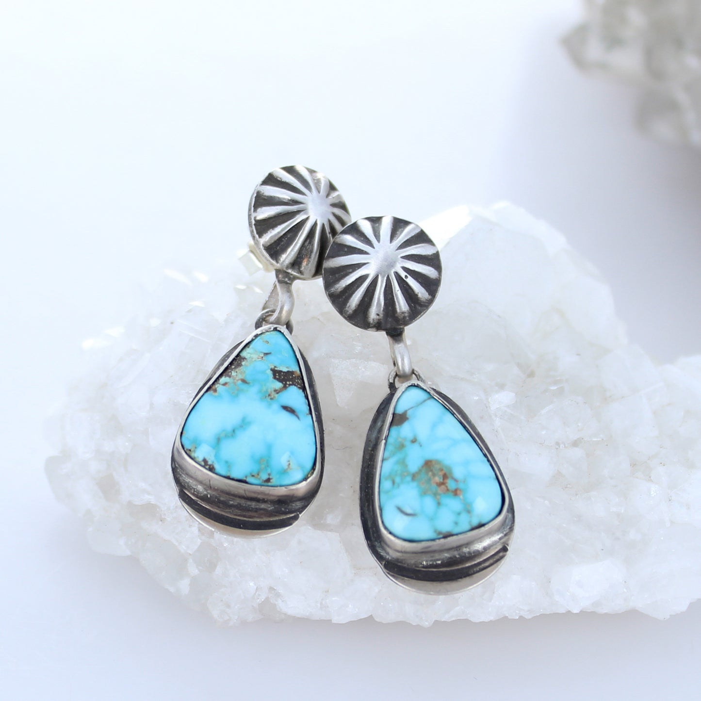 DRY CREEK Turquoise Earrings Sterling Large Teardrops Southwest -NewWorldGems