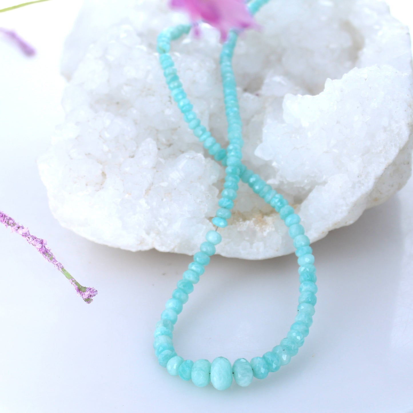AAA AMAZONITE BEADS Faceted Rondelle 3.8-9mm 18" -NewWorldGems