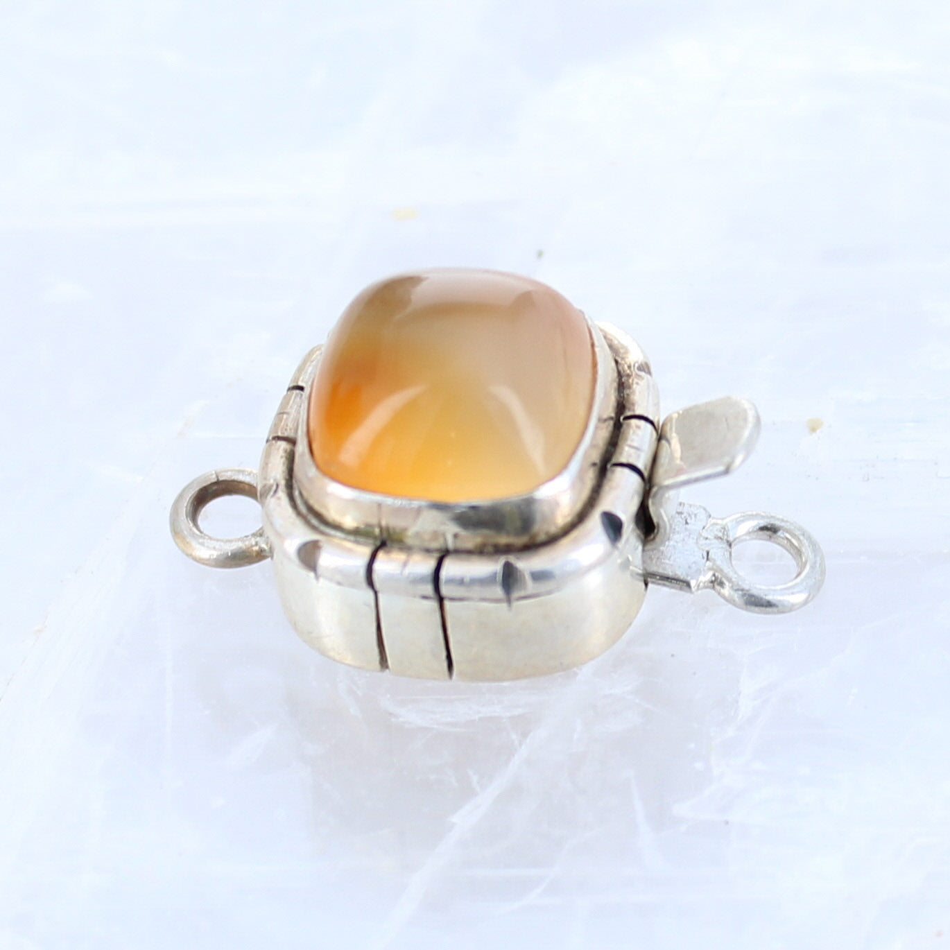 Orange Chalcedony Clasp 10mm Sterling Silver Southwestern Style -NewWorldGems