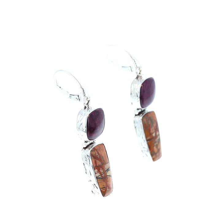 Sonora Sunrise And Purple Spiny Oyster Earrings -NewWorldGems