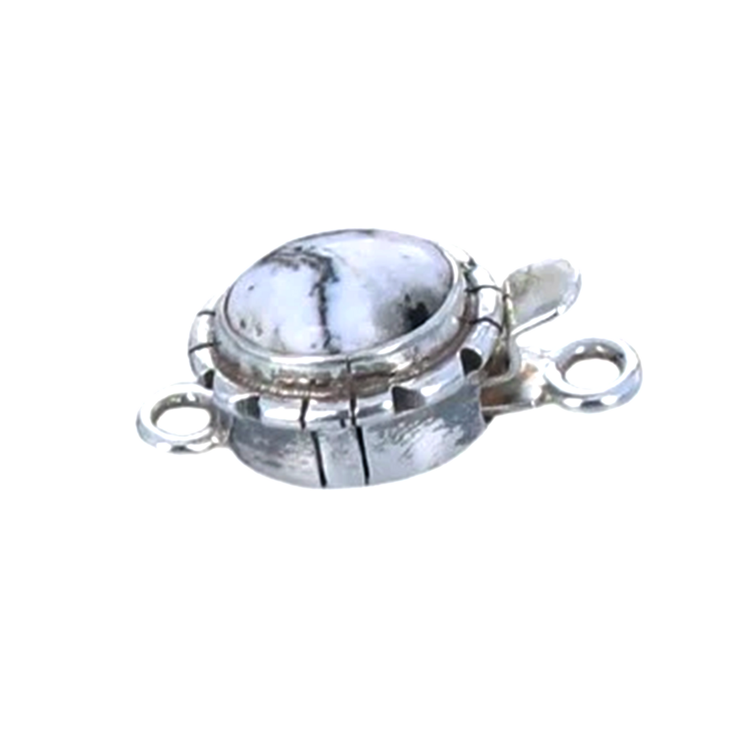 White Buffalo Clasp Sterling Oval 10x11mm Southwest Style -NewWorldGems