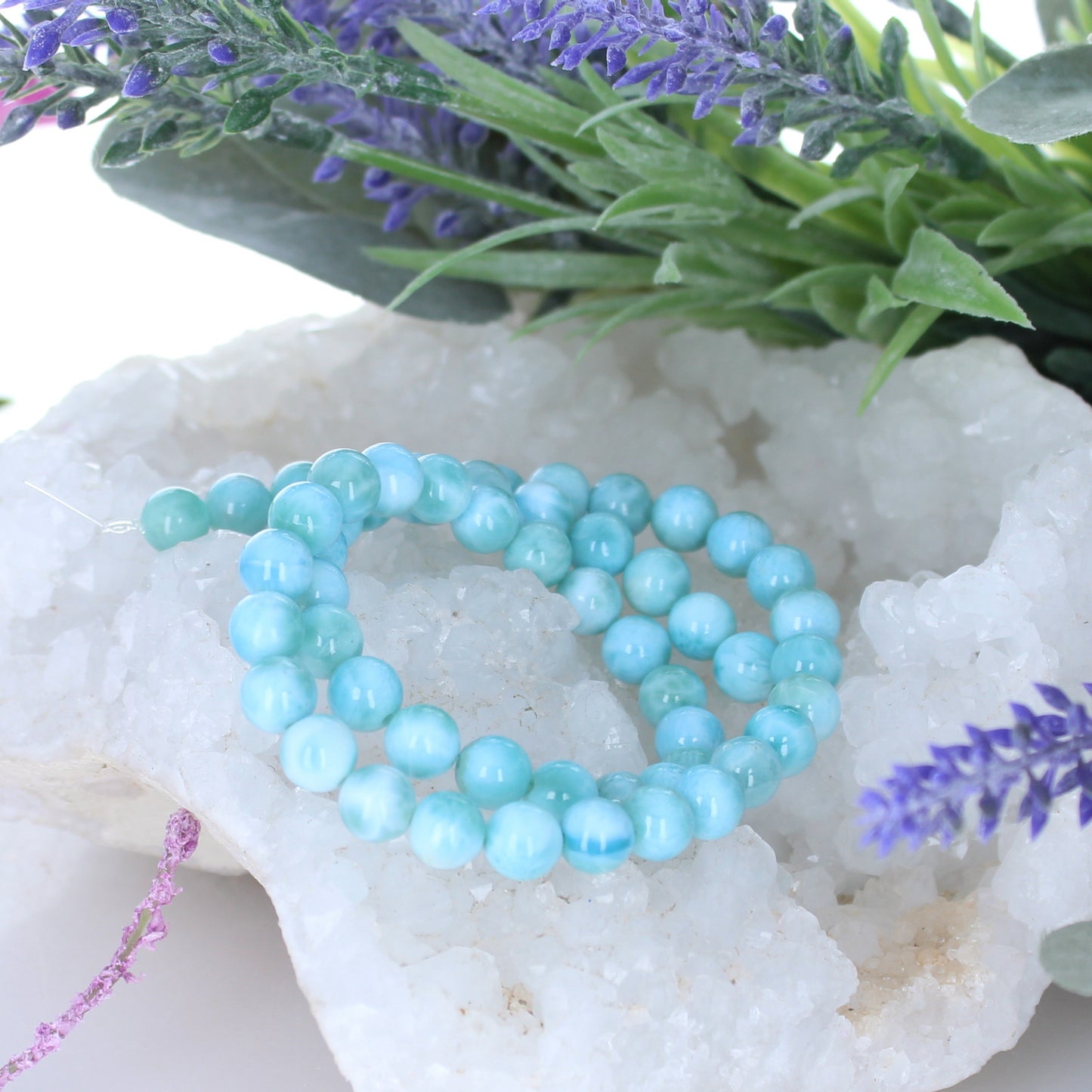 AAA Larimar Round Beads 7.5mm -NewWorldGems