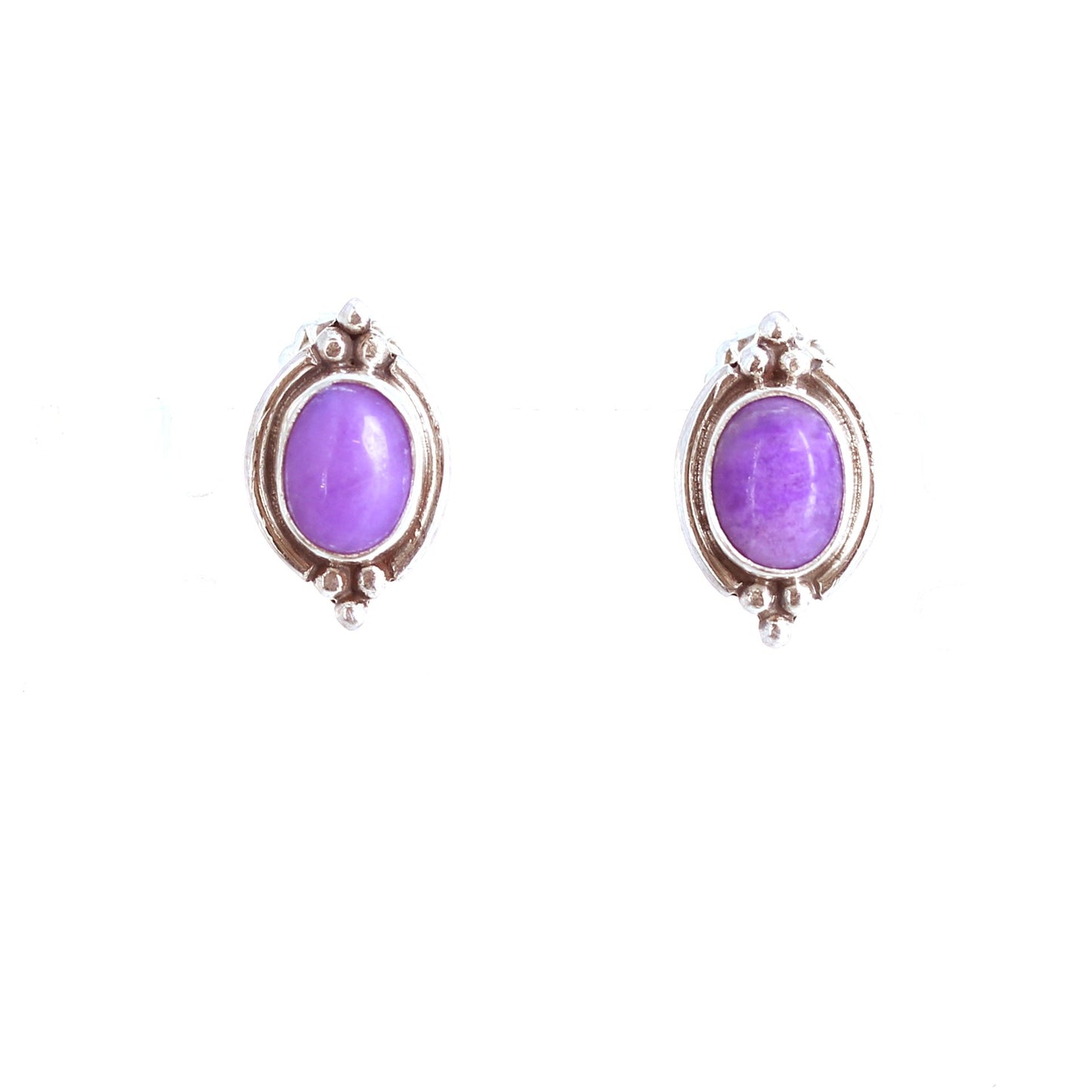AAA Sugilite Sterling Earrings Oval 7X9Mm Post Stud Style -NewWorldGems