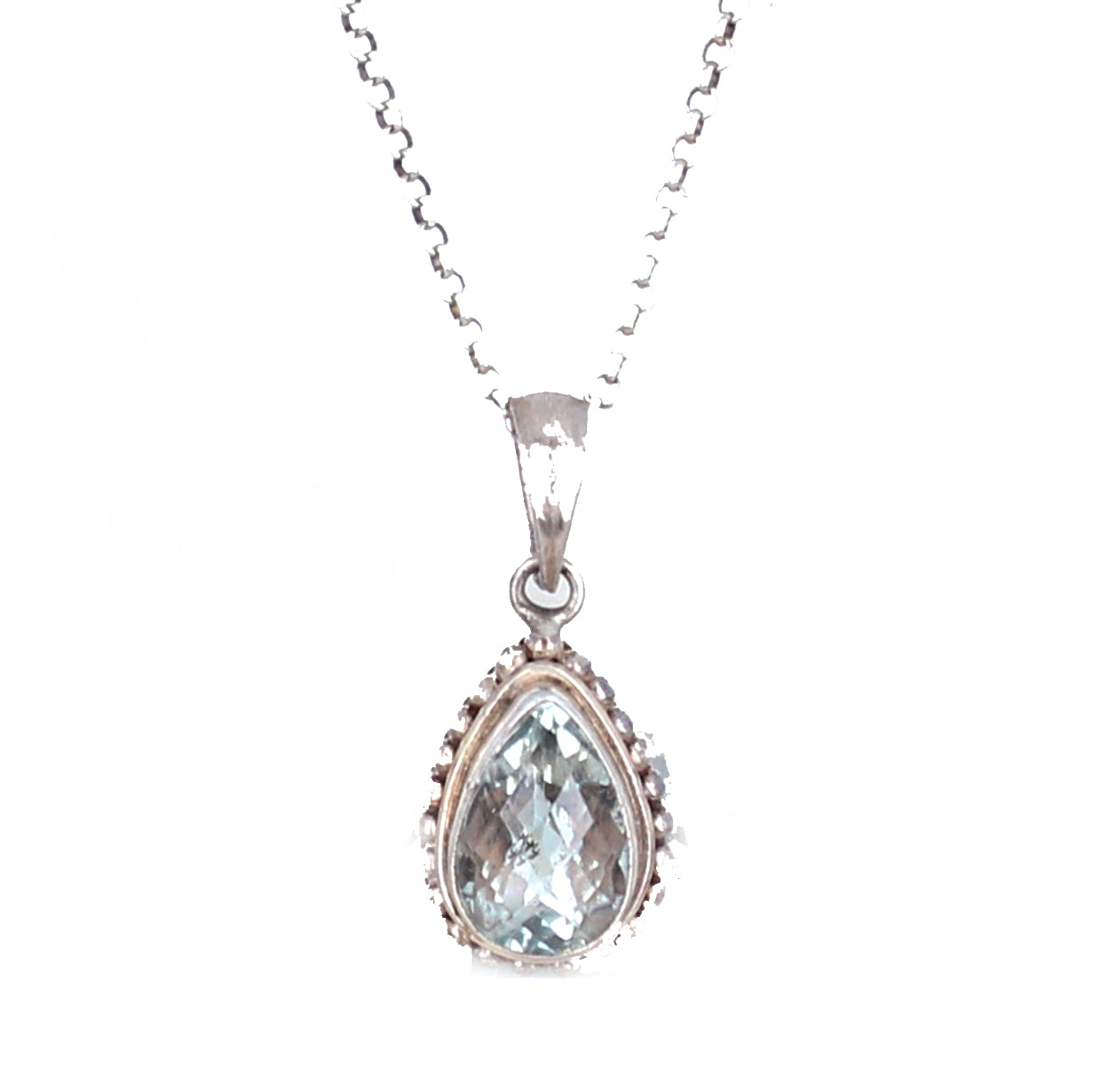 Beautiful GREEN AMETHYST FACETED Pendant Sterling -NewWorldGems