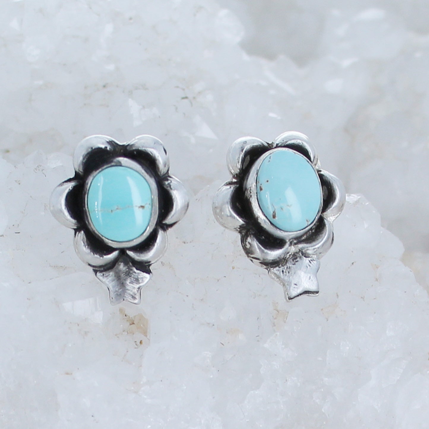 Many Moons Rare Dry Creek Turquoise Earrings Sterling -NewWorldGems