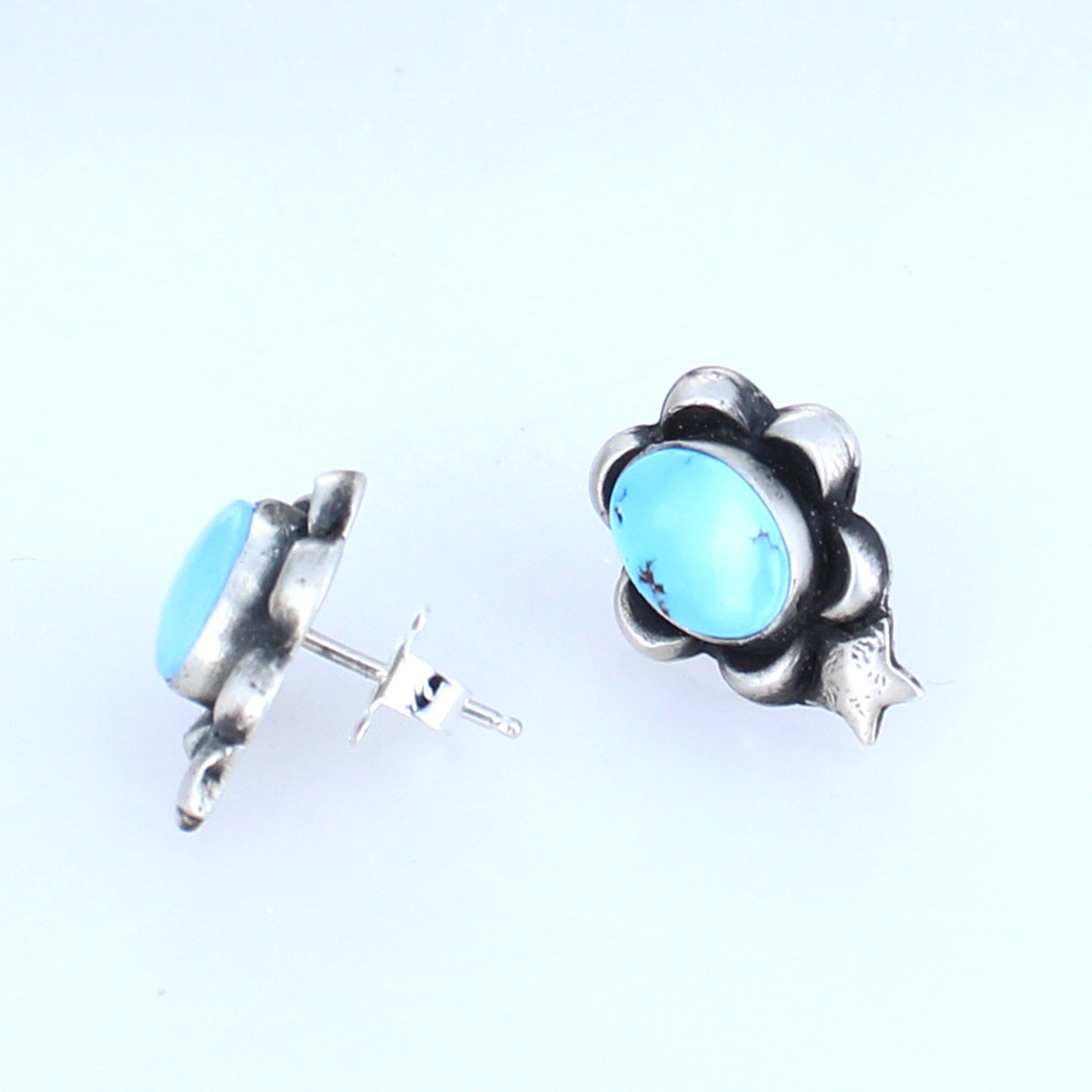 Many Moons Kazakhstan Turquoise Earrings Sterling -NewWorldGems