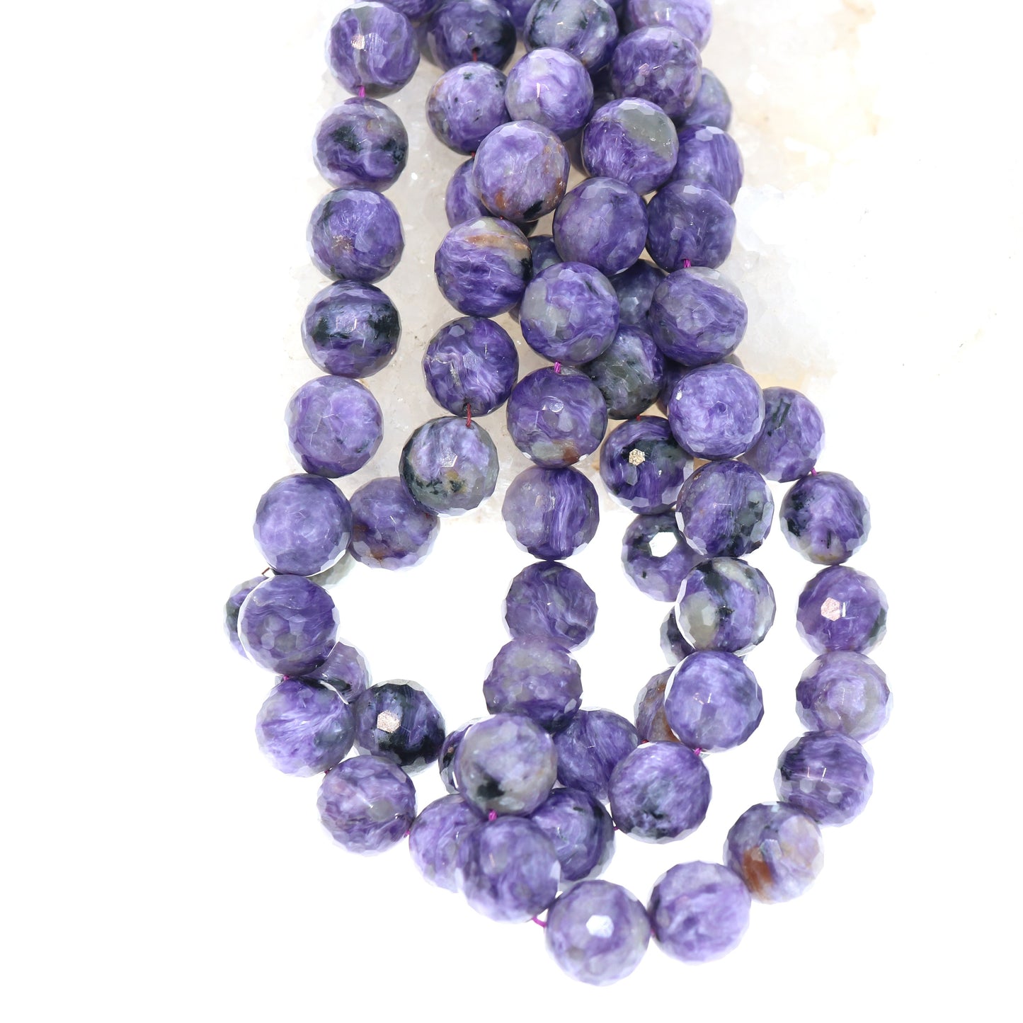 Charoite Beads Faceted 14Mm Round 16" -NewWorldGems