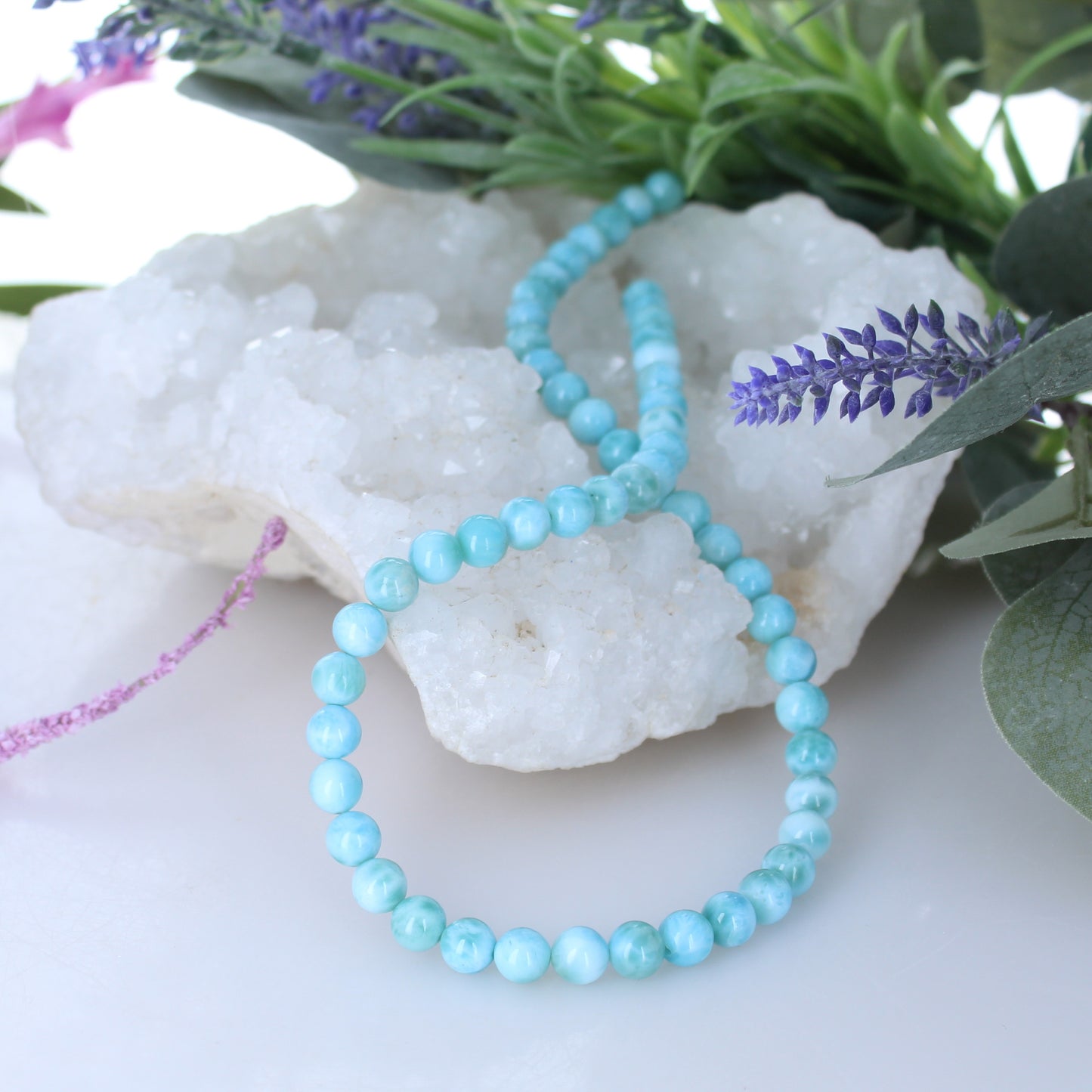 AAA Larimar Round Beads 7.5mm -NewWorldGems