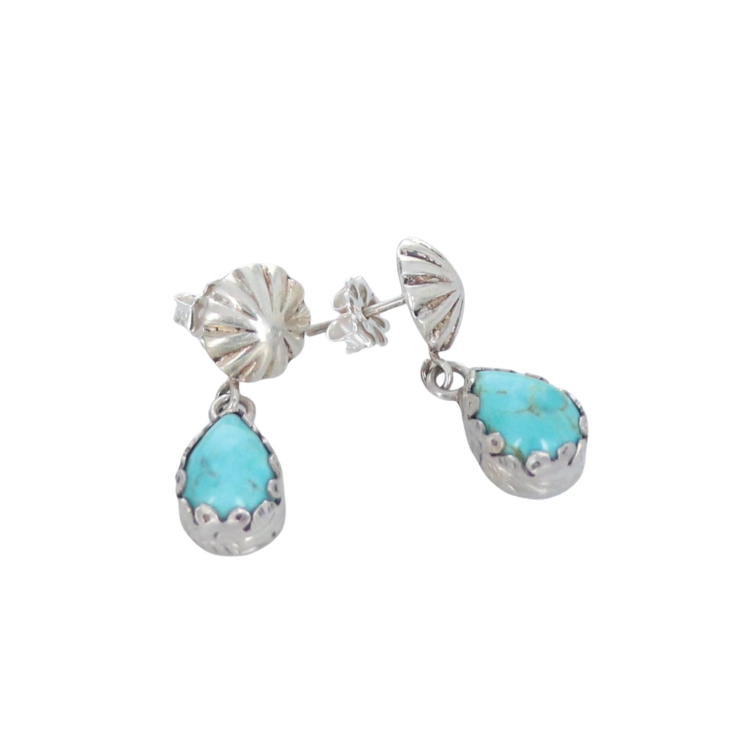 TURQUOISE Earrings #8 Mine Sterling Teardrops Nevada Southwest -NewWorldGems