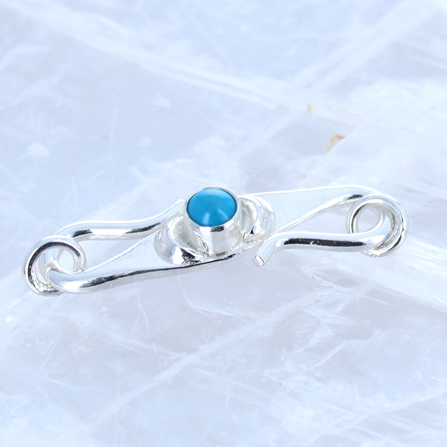 Sleeping Beauty Turquoise Clasp S Shaped Sterling Moons -NewWorldGems