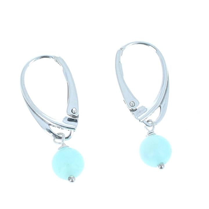 Peruvian Opal Round Earrings Sterling Leverback -NewWorldGems