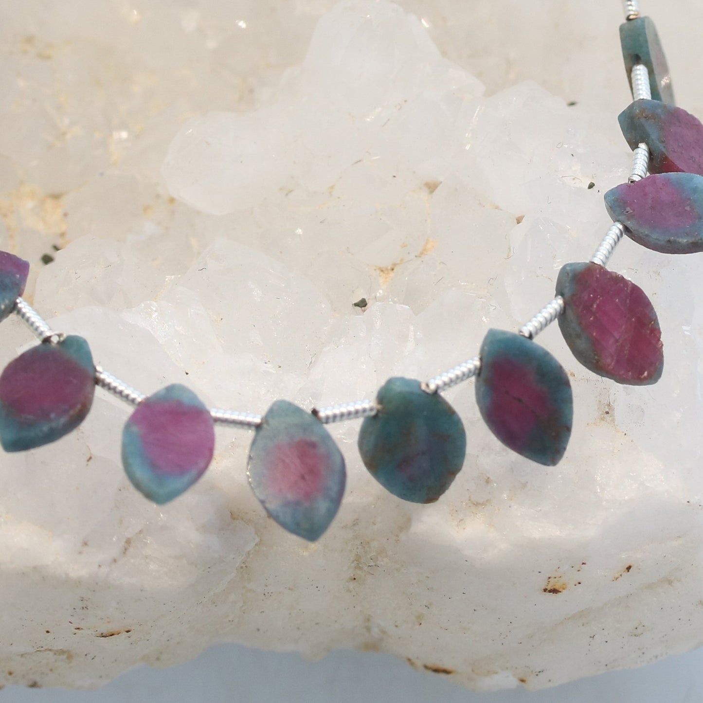 Ruby In Fuchsite Briolettes Marquis Shaped 8" 10X6.5Mm, -NewWorldGems