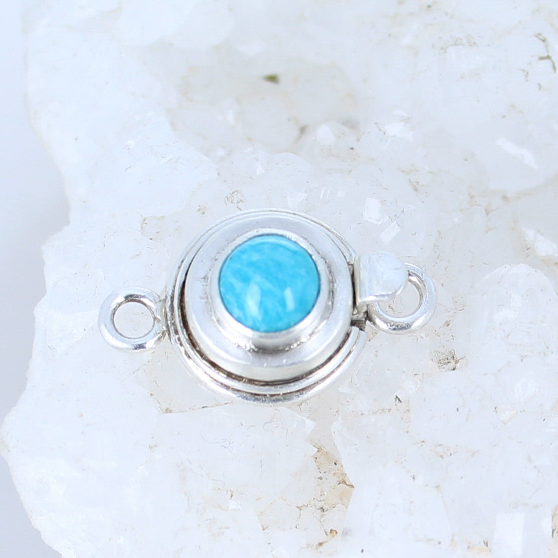 Blue Bird Orvil Jack Turquoise Clasp Round Sterling 6mm -NewWorldGems