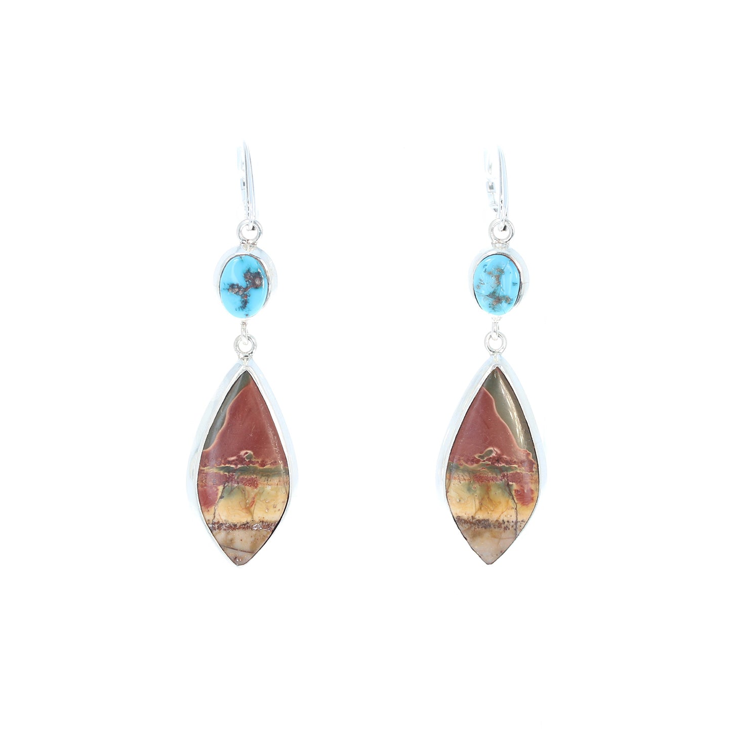 KINGMAN TURQUOISE and Sonora Sunrise Jasper Earrings -NewWorldGems