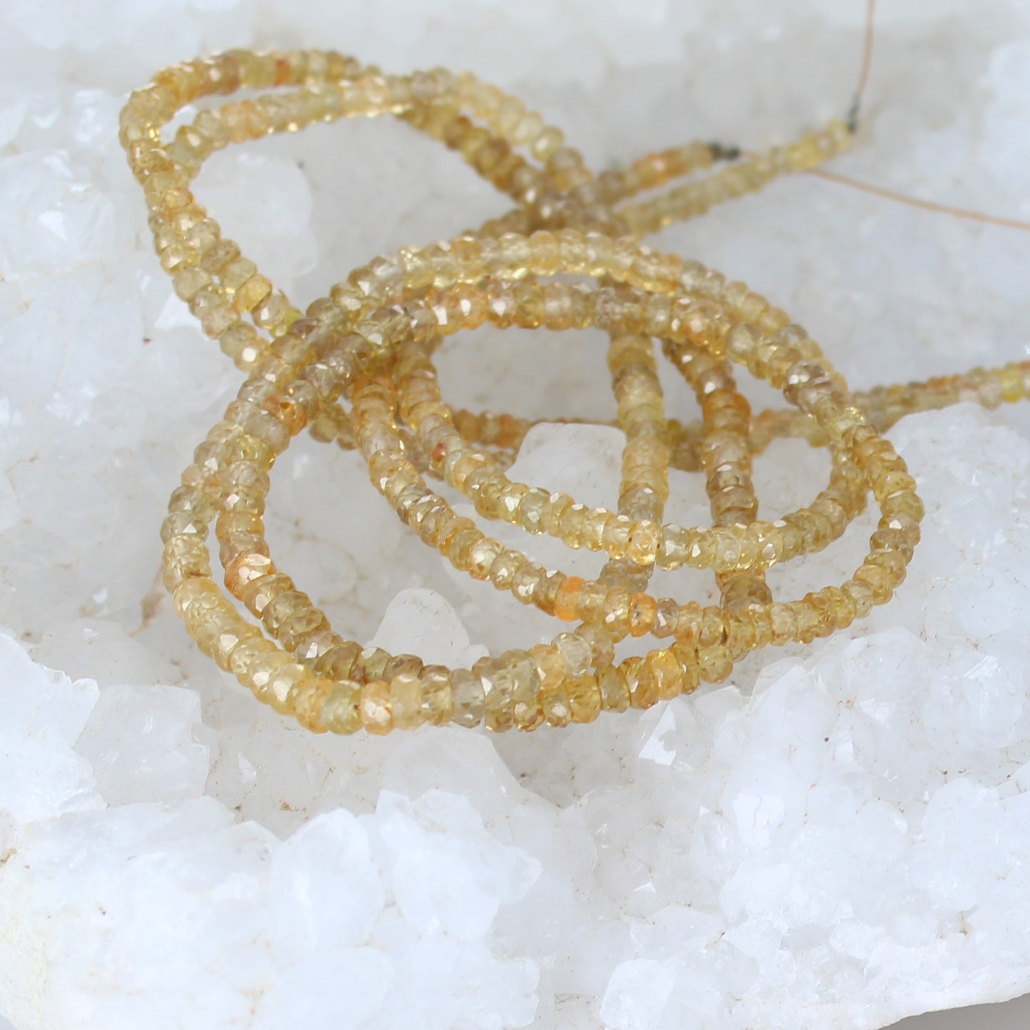 Sapphire Beads Faceted Rondelles Champagne Orange 3-4.3mm -NewWorldGems